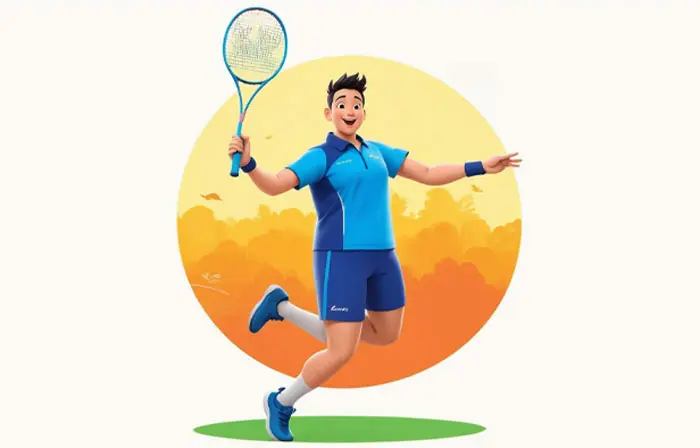 Tennis Player with Bat 3D Character Graphic Illustration
